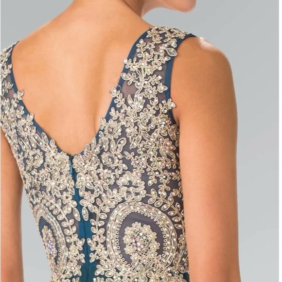 Embroidered chiffon long prom dress - formal. Size XS - Picture 3 of 3